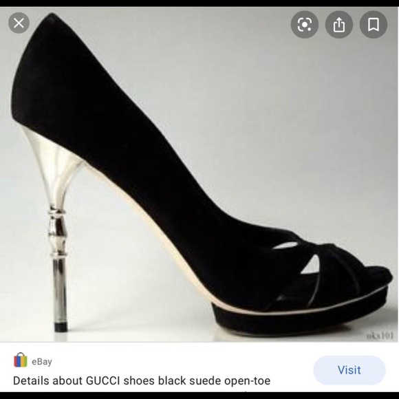 Gucci suede bamboo peep toe heels - size 38